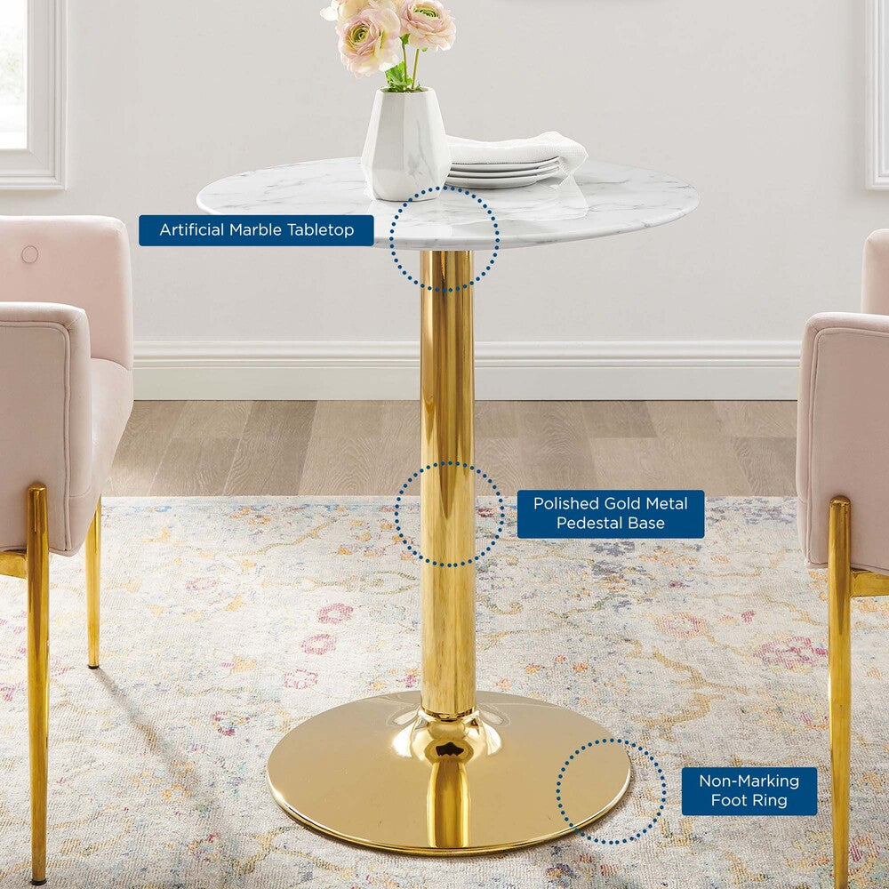 EEI-4548-GLD-WHI Verne 28" Artificial Marble Dining Table by Modway