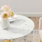 EEI-4548-GLD-WHI Verne 28" Artificial Marble Dining Table by Modway