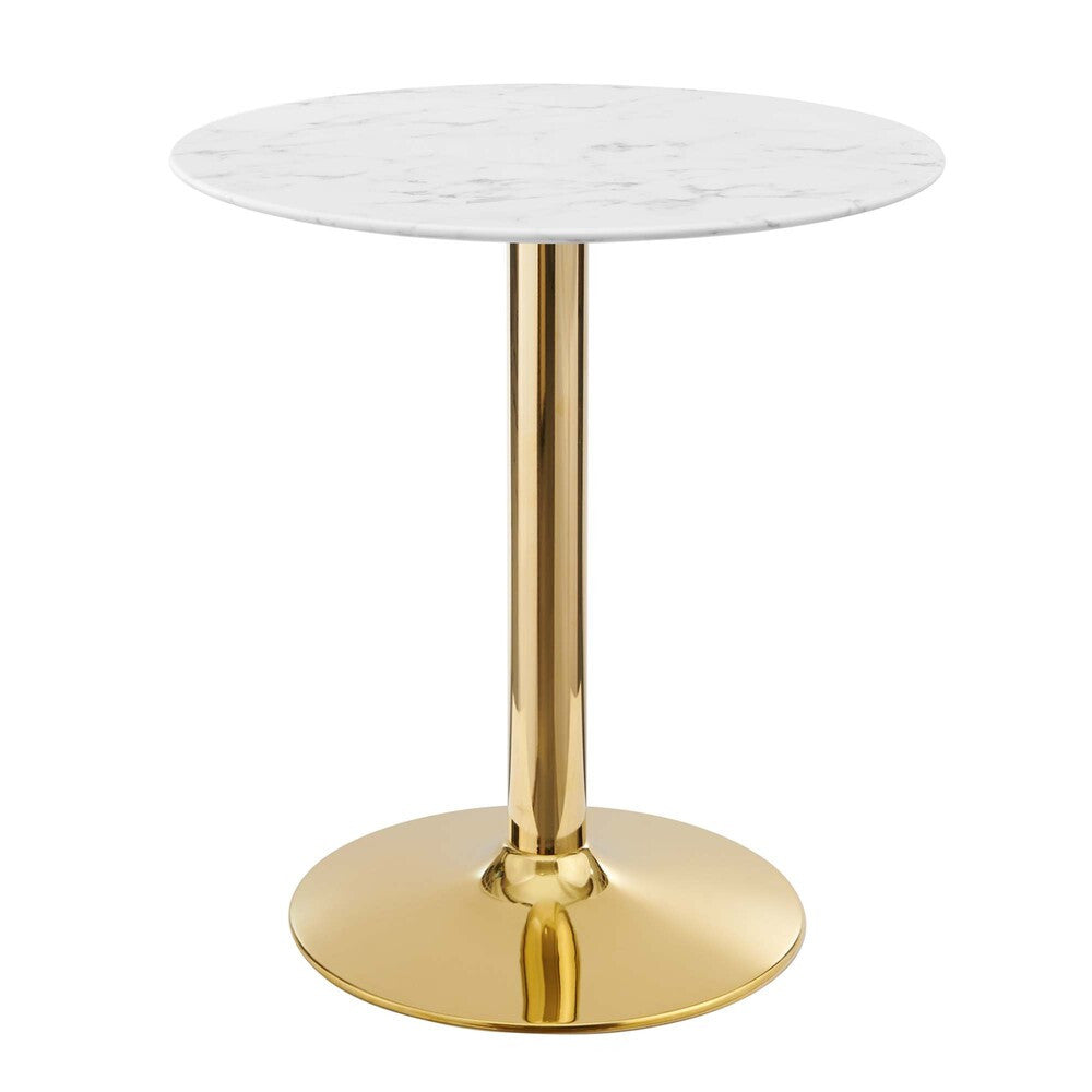 EEI-4548-GLD-WHI Verne 28" Artificial Marble Dining Table by Modway
