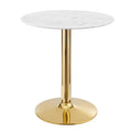 Modway EEI-4548-GLD-WHI Verne 28" Artificial Marble Dining Table Gold White