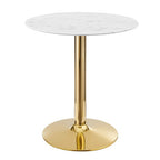 Modway EEI-4548-GLD-WHI Verne 28" Artificial Marble Dining Table Gold White