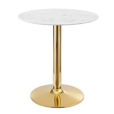 Modway EEI-4548-GLD-WHI Verne 28" Artificial Marble Dining Table Gold White