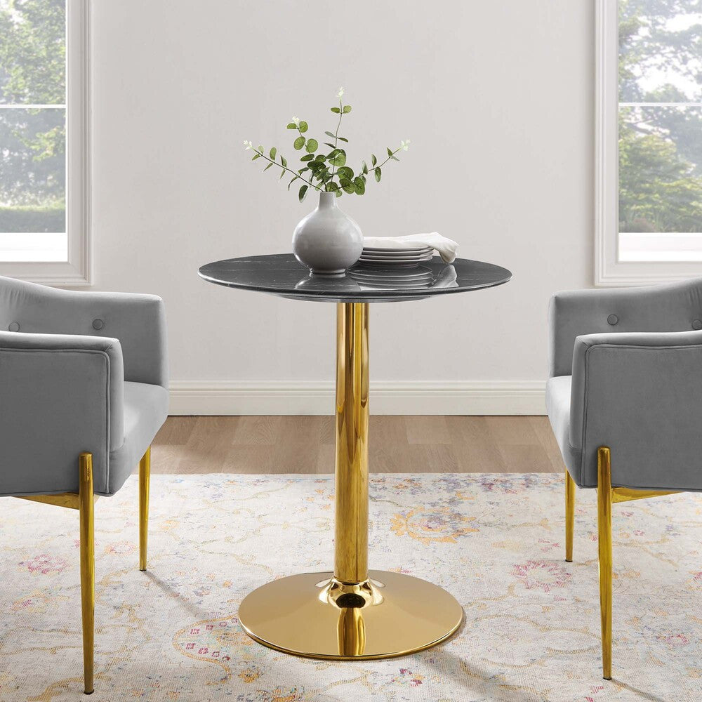 EEI-4746-GLD-BLK Verne 28" Artificial Marble Dining Table by Modway