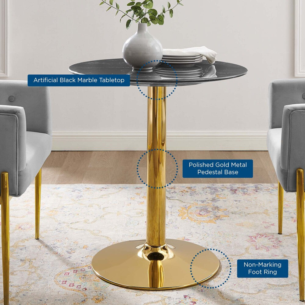 EEI-4746-GLD-BLK Verne 28" Artificial Marble Dining Table by Modway