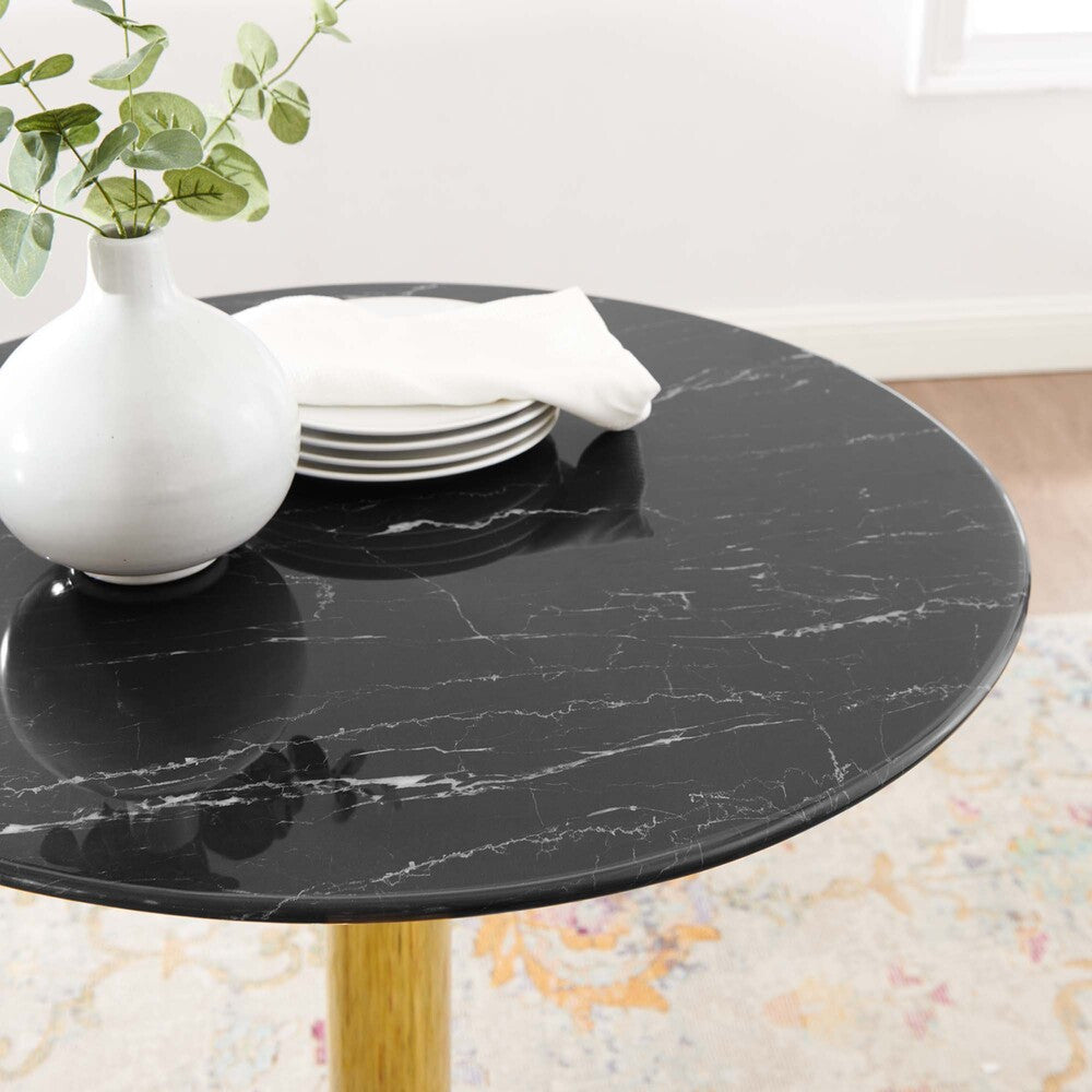 EEI-4746-GLD-BLK Verne 28" Artificial Marble Dining Table by Modway