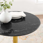 EEI-4746-GLD-BLK Verne 28" Artificial Marble Dining Table by Modway