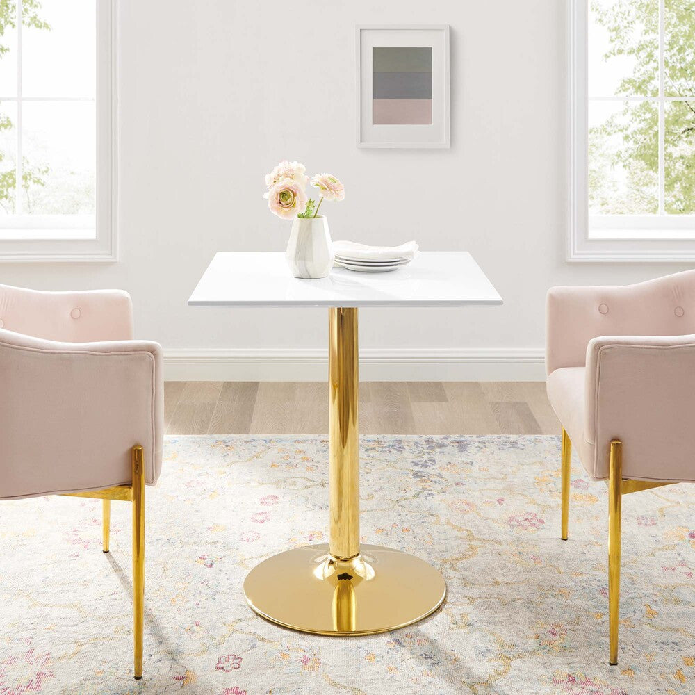 EEI-4546-GLD-WHI Verne 28" Square Dining Table by Modway