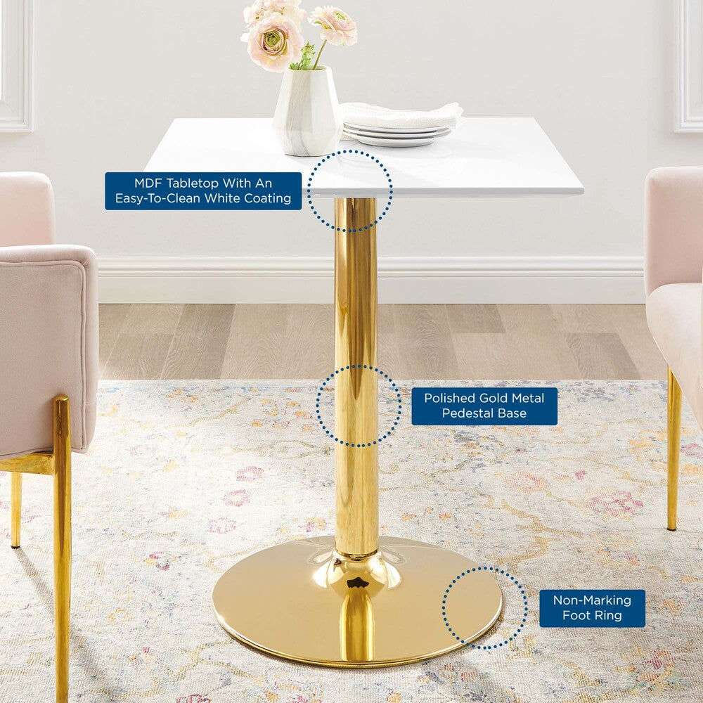 EEI-4546-GLD-WHI Verne 28" Square Dining Table by Modway