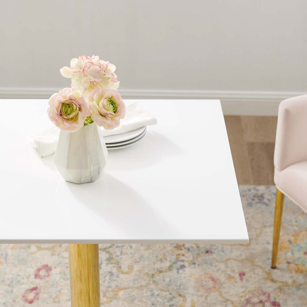 EEI-4546-GLD-WHI Verne 28" Square Dining Table by Modway