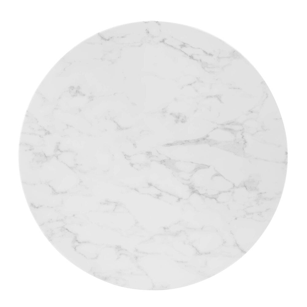 EEI-4549-GLD-WHI Verne 35" Artificial Marble Dining Table by Modway