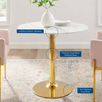 EEI-4549-GLD-WHI Verne 35" Artificial Marble Dining Table by Modway
