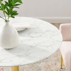 EEI-4549-GLD-WHI Verne 35" Artificial Marble Dining Table by Modway