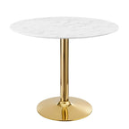 EEI-4549-GLD-WHI Verne 35" Artificial Marble Dining Table by Modway