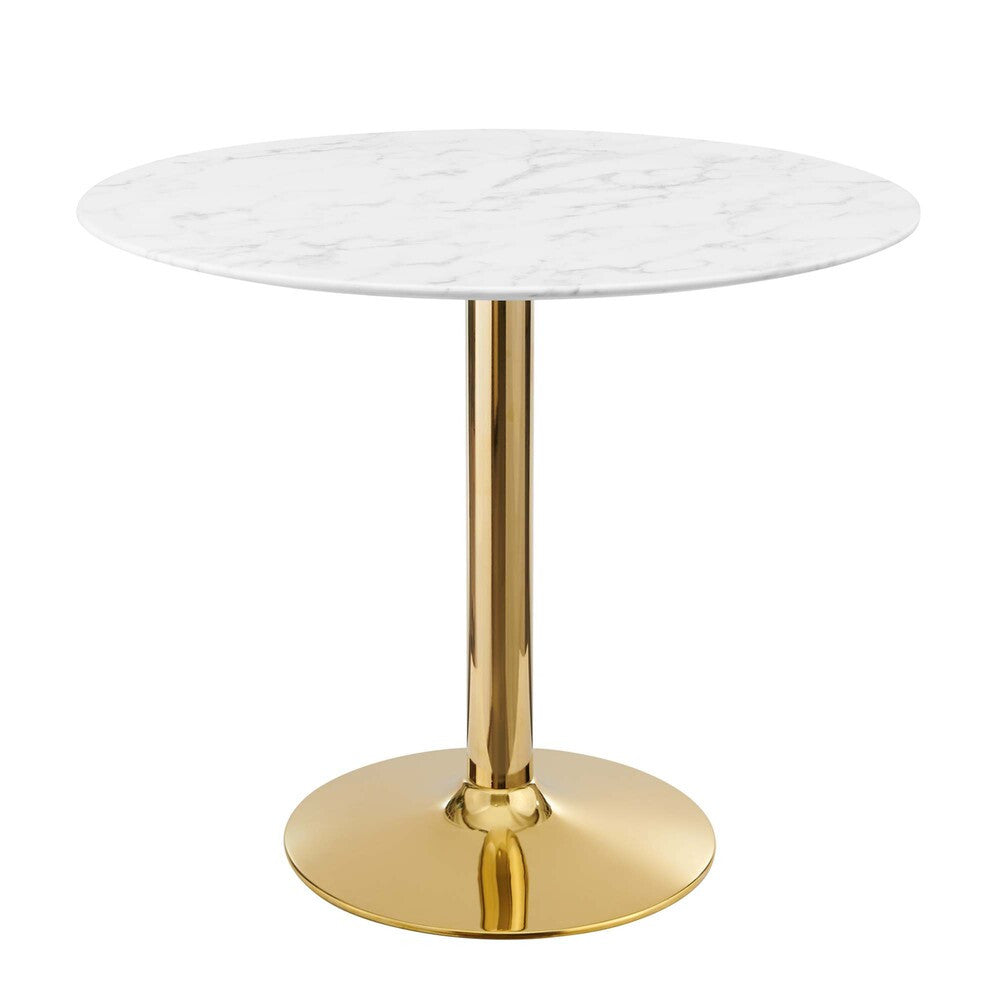EEI-4549-GLD-WHI Verne 35" Artificial Marble Dining Table by Modway