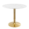 Modway EEI-4549-GLD-WHI Verne 35" Artificial Marble Dining Table Gold White