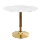 Modway EEI-4549-GLD-WHI Verne 35" Artificial Marble Dining Table Gold White