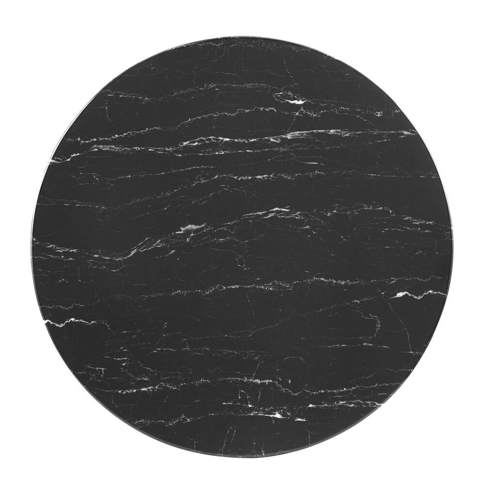 EEI-4747-GLD-BLK Verne 35" Artificial Marble Dining Table by Modway