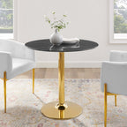 EEI-4747-GLD-BLK Verne 35" Artificial Marble Dining Table by Modway