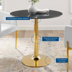EEI-4747-GLD-BLK Verne 35" Artificial Marble Dining Table by Modway
