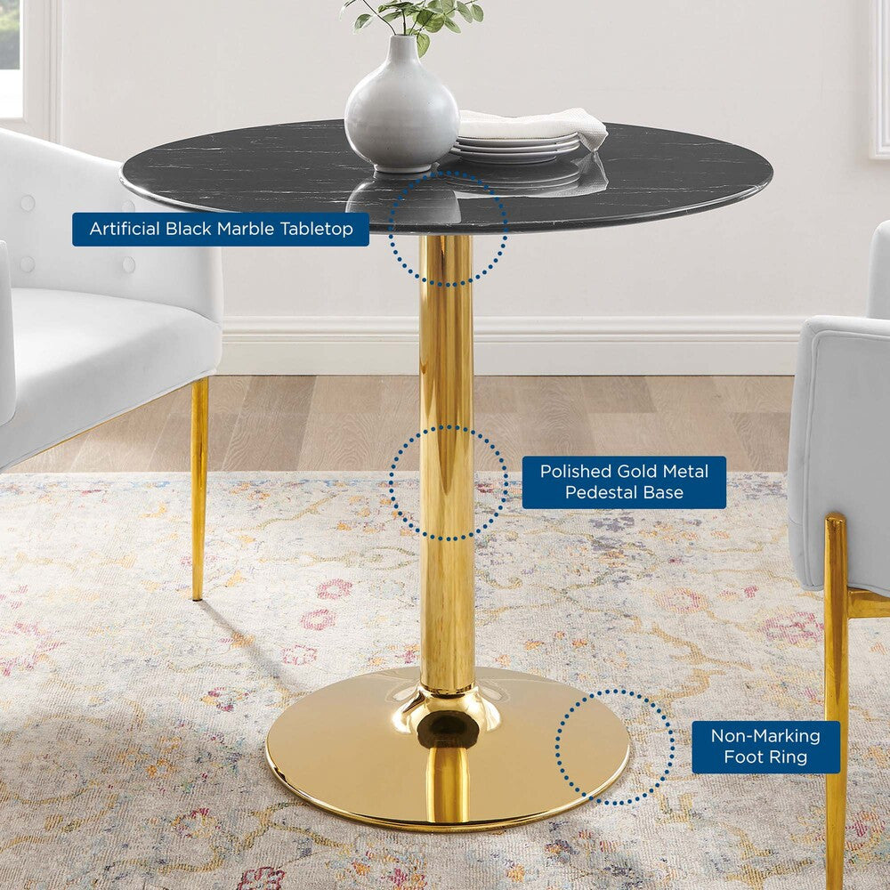 EEI-4747-GLD-BLK Verne 35" Artificial Marble Dining Table by Modway