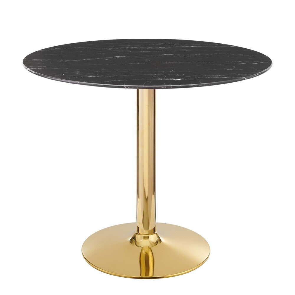EEI-4747-GLD-BLK Verne 35" Artificial Marble Dining Table by Modway