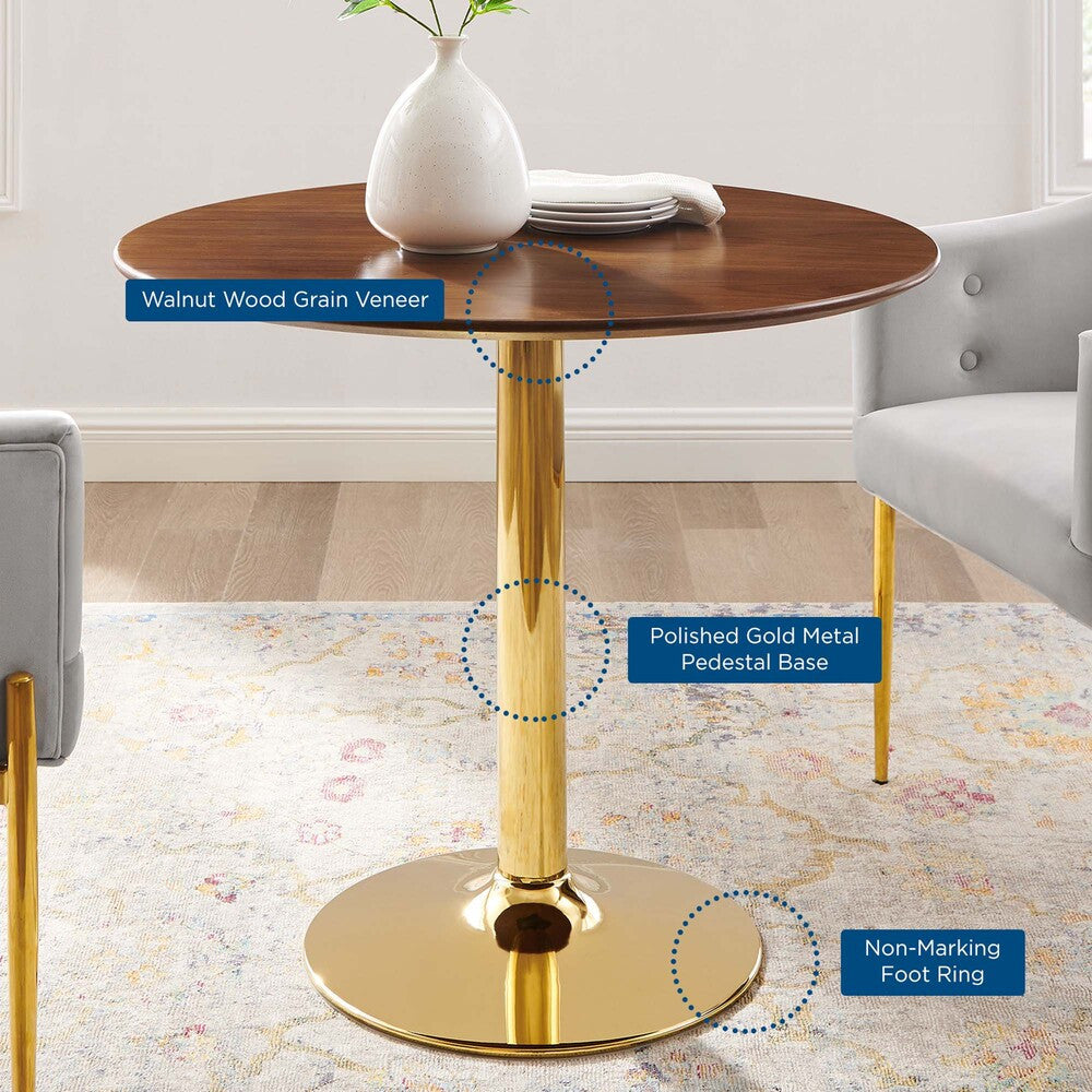 EEI-4550-GLD-WAL Verne 35" Dining Table by Modway