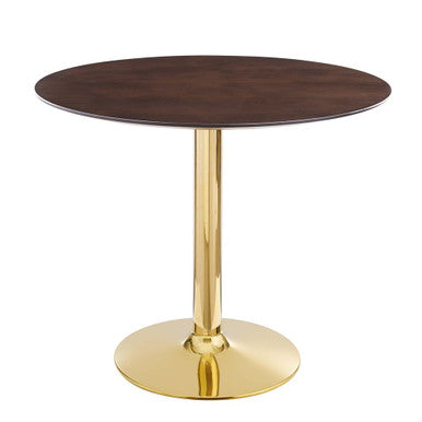 Modway EEI-4738-GLD-CHE Verne 35" Dining Table Gold Cherry Walnut