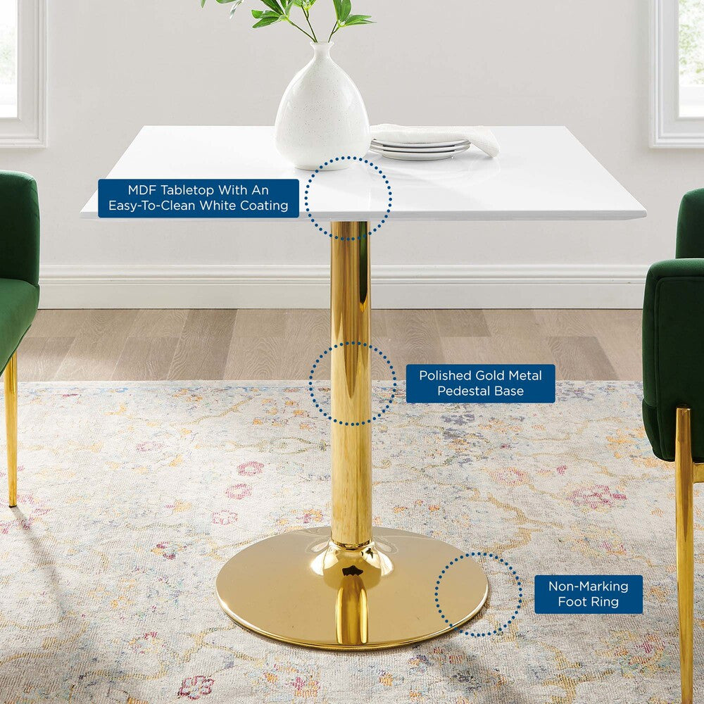 EEI-4547-GLD-WHI Verne 35" Square Dining Table by Modway