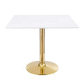 Modway EEI-4547-GLD-WHI Verne 35" Square Dining Table Gold White