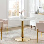 EEI-4749-GLD-WHI Verne 40" Artificial Marble Dining Table by Modway