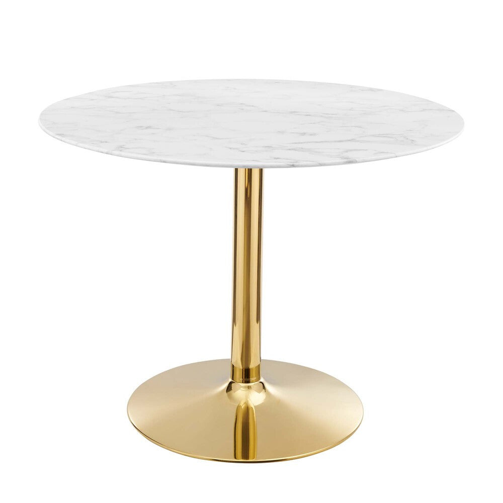 EEI-4749-GLD-WHI Verne 40" Artificial Marble Dining Table by Modway