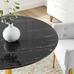EEI-4757-GLD-BLK Verne 40" Artificial Marble Dining Table by Modway