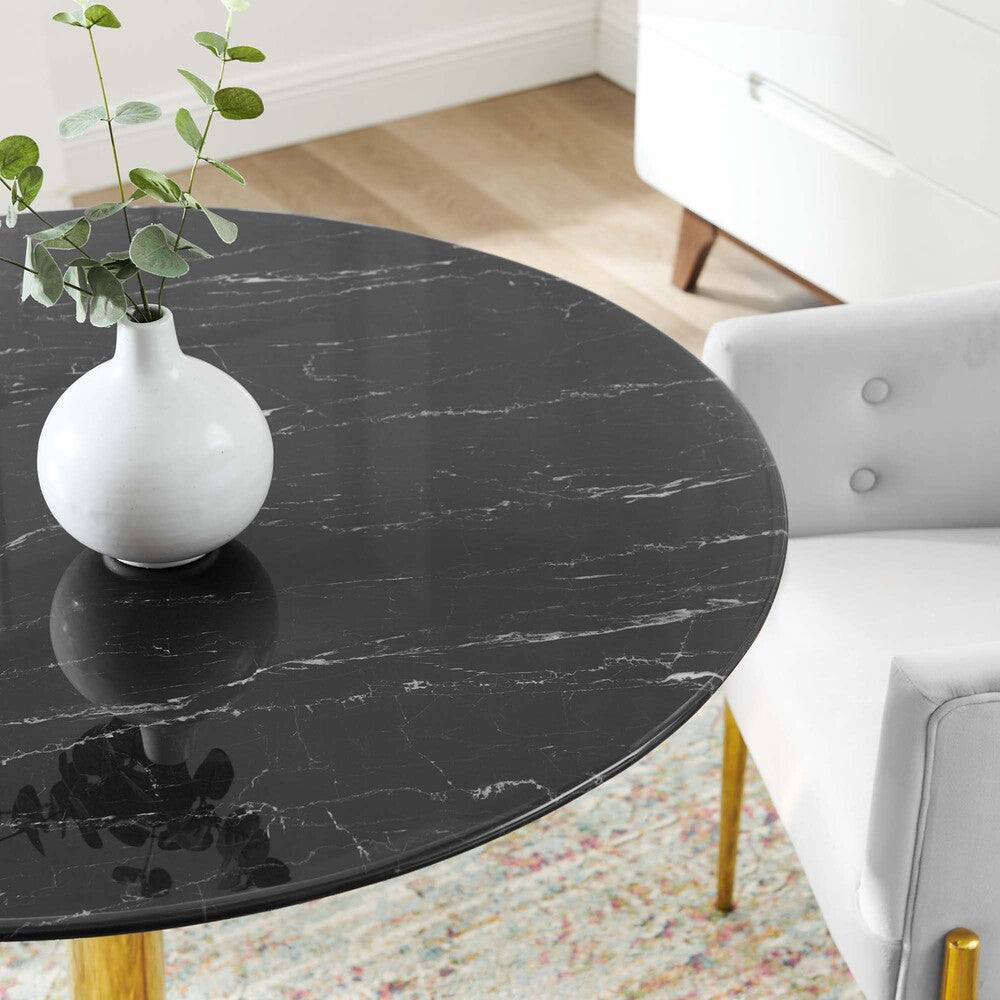 EEI-4757-GLD-BLK Verne 40" Artificial Marble Dining Table by Modway