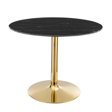 Modway EEI-4757-GLD-BLK Verne 40" Artificial Marble Dining Table Gold Black
