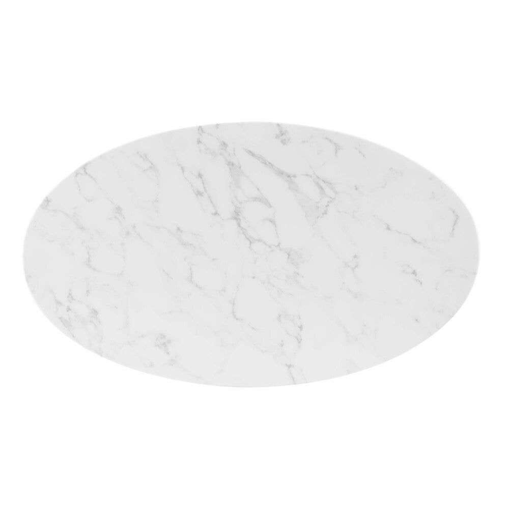 EEI-4752-GLD-WHI Verne 48" Oval Artificial Marble Dining Table by Modway