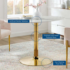 EEI-4752-GLD-WHI Verne 48" Oval Artificial Marble Dining Table by Modway
