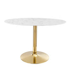 Modway EEI-4752-GLD-WHI Verne 48" Oval Artificial Marble Dining Table Gold White