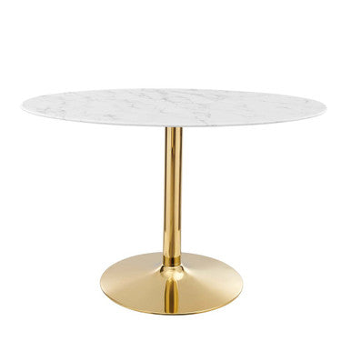 Modway EEI-4752-GLD-WHI Verne 48" Oval Artificial Marble Dining Table Gold White