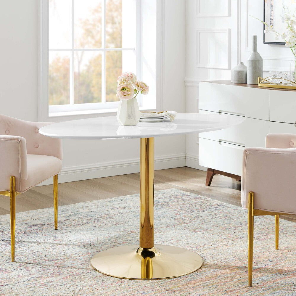 EEI-4750-GLD-WHI Verne 48" Oval Dining Table by Modway