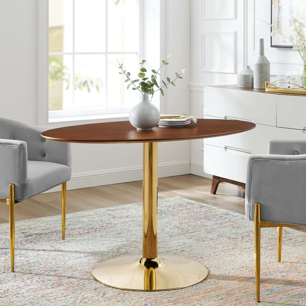 EEI-4751-GLD-WAL Verne 48" Oval Dining Table by Modway