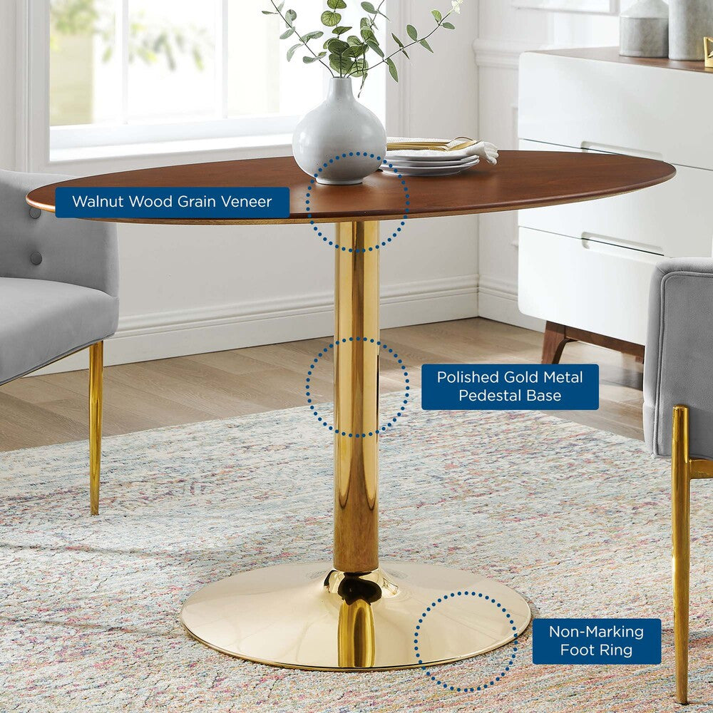 EEI-4751-GLD-WAL Verne 48" Oval Dining Table by Modway