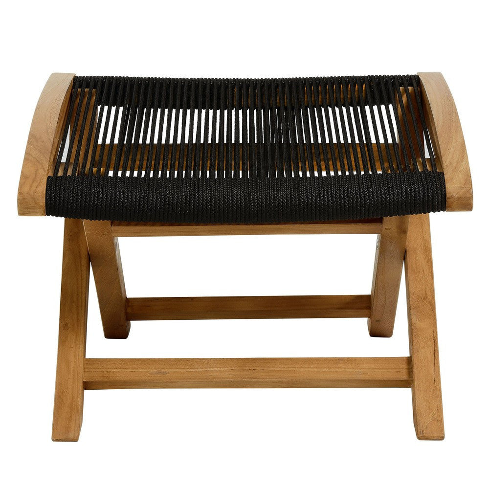 EEI-6938 Vienna 2-Piece Outdoor Patio Teak and Rope Folding Accent Lounge Chair and Ottoman Set by Modway