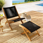 EEI-6938 Vienna 2-Piece Outdoor Patio Teak and Rope Folding Accent Lounge Chair and Ottoman Set by Modway