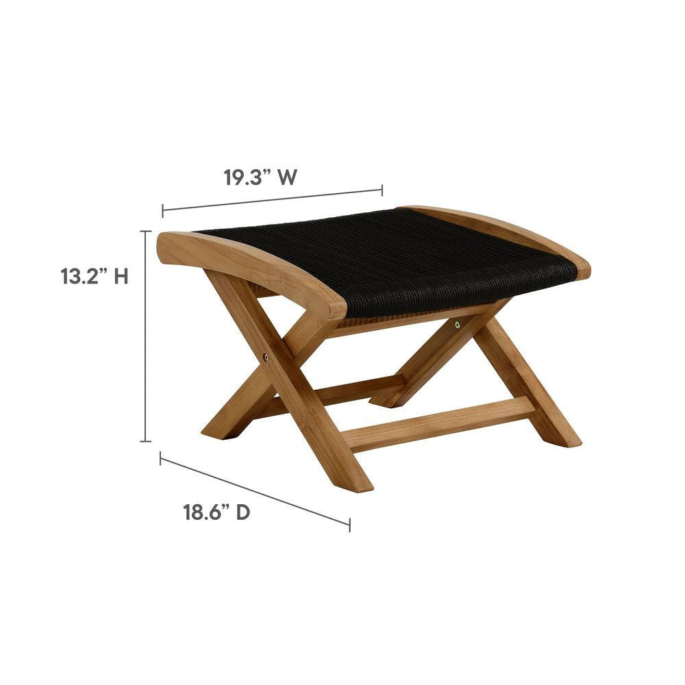 EEI-6938 Vienna 2-Piece Outdoor Patio Teak and Rope Folding Accent Lounge Chair and Ottoman Set by Modway