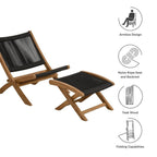 EEI-6938 Vienna 2-Piece Outdoor Patio Teak and Rope Folding Accent Lounge Chair and Ottoman Set by Modway