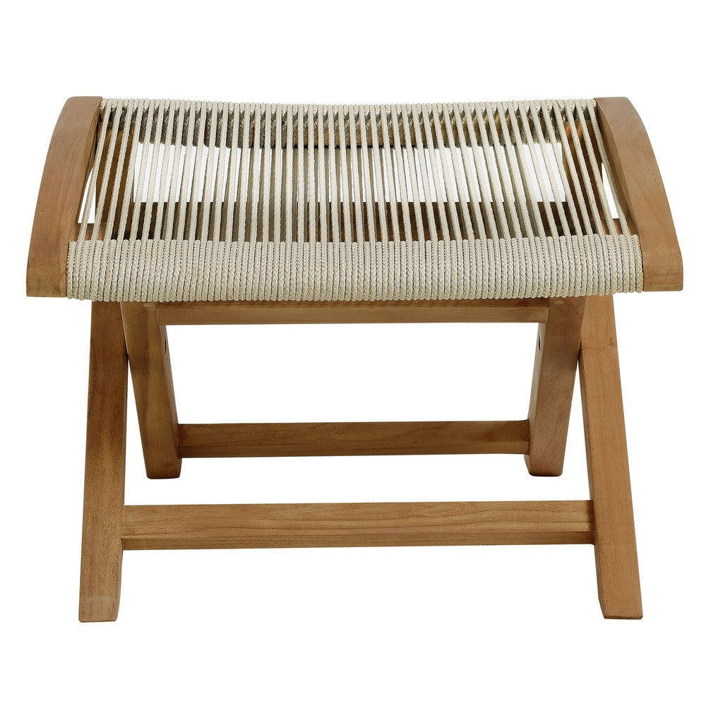 EEI-6938 Vienna 2-Piece Outdoor Patio Teak and Rope Folding Accent Lounge Chair and Ottoman Set by Modway