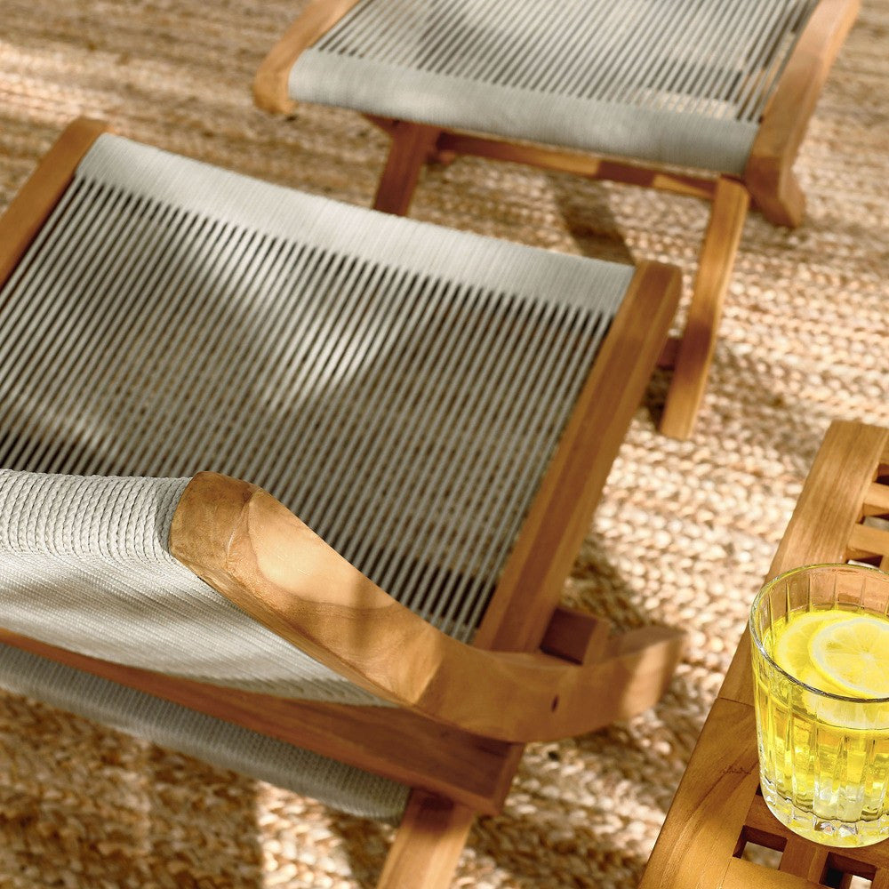 EEI-6938 Vienna 2-Piece Outdoor Patio Teak and Rope Folding Accent Lounge Chair and Ottoman Set by Modway