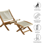 EEI-6938 Vienna 2-Piece Outdoor Patio Teak and Rope Folding Accent Lounge Chair and Ottoman Set by Modway