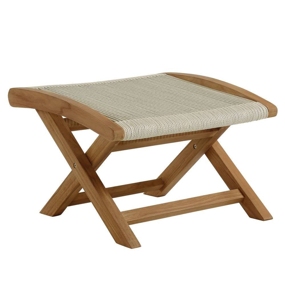 EEI-6938 Vienna 2-Piece Outdoor Patio Teak and Rope Folding Accent Lounge Chair and Ottoman Set by Modway