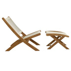 EEI-6938 Vienna 2-Piece Outdoor Patio Teak and Rope Folding Accent Lounge Chair and Ottoman Set by Modway